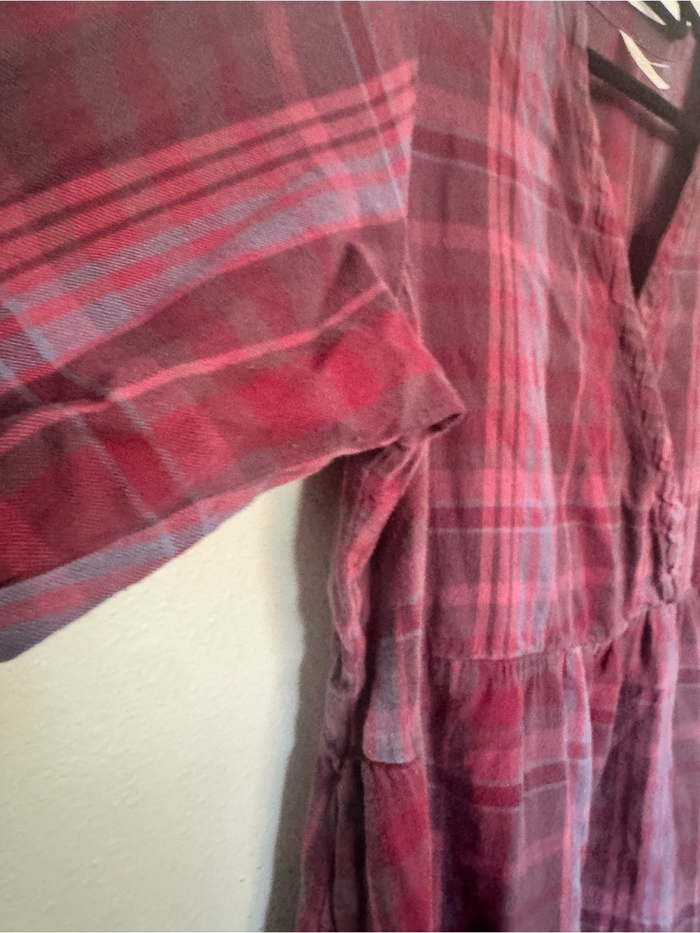 Pact Fireside Flannel Crossover Dress Red XXL Plus Midi Organic Cotton - Picture 10 of 13
